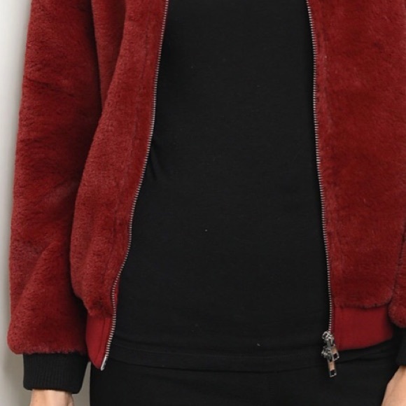 WINE FUR BOMBER JACKET - Picture 3 of 4